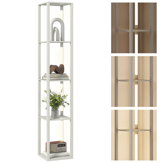 Floor Lamp for Living Room, Standing Lamp with Foot Switch, Oak