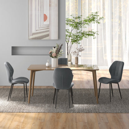 Modern Style Kitchen Chairs Set of 4 with Flannel Upholstered, Dark Grey