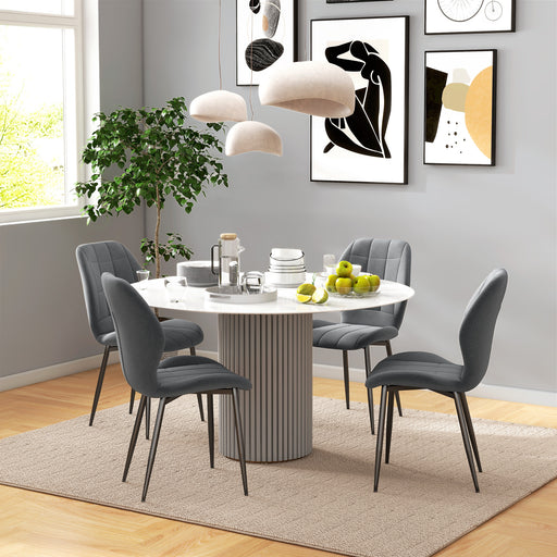 Modern Style Kitchen Chairs Set of 4 with Flannel Upholstered, Dark Grey