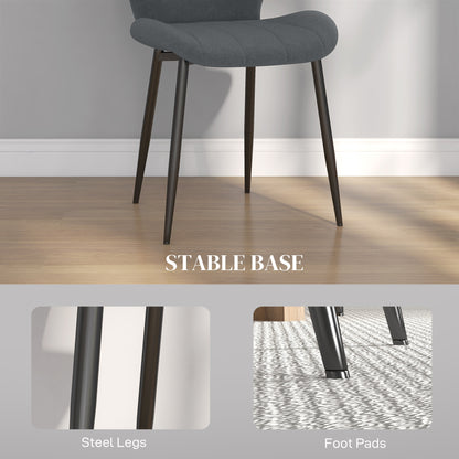 Modern Style Kitchen Chairs Set of 4 with Flannel Upholstered, Dark Grey