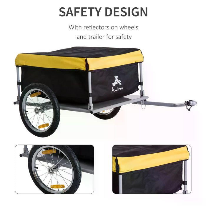 Steel Frame Bike Cargo Trailer Storage Cart and Luggage Trailer with Hitch Yellow