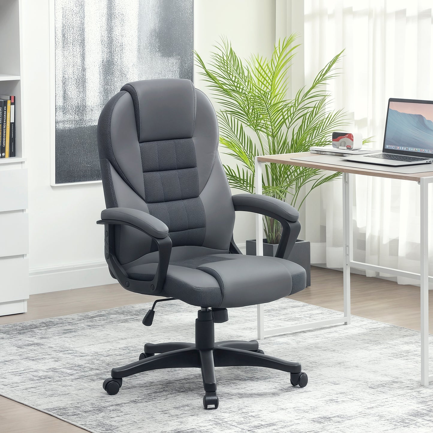 Executive Office Chair with High Back, Computer Chair, Charcoal Grey