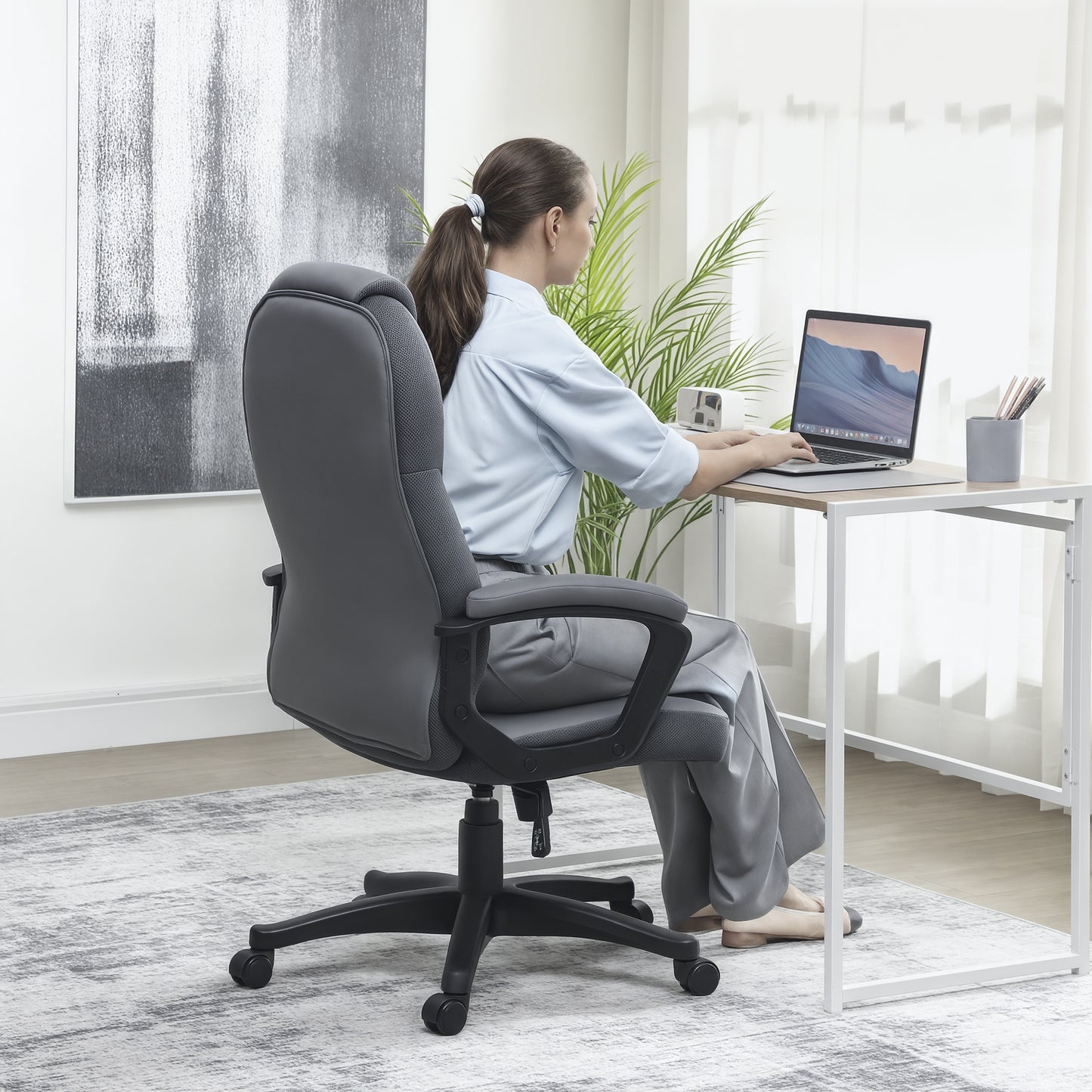 Executive Office Chair with High Back, Computer Chair, Charcoal Grey