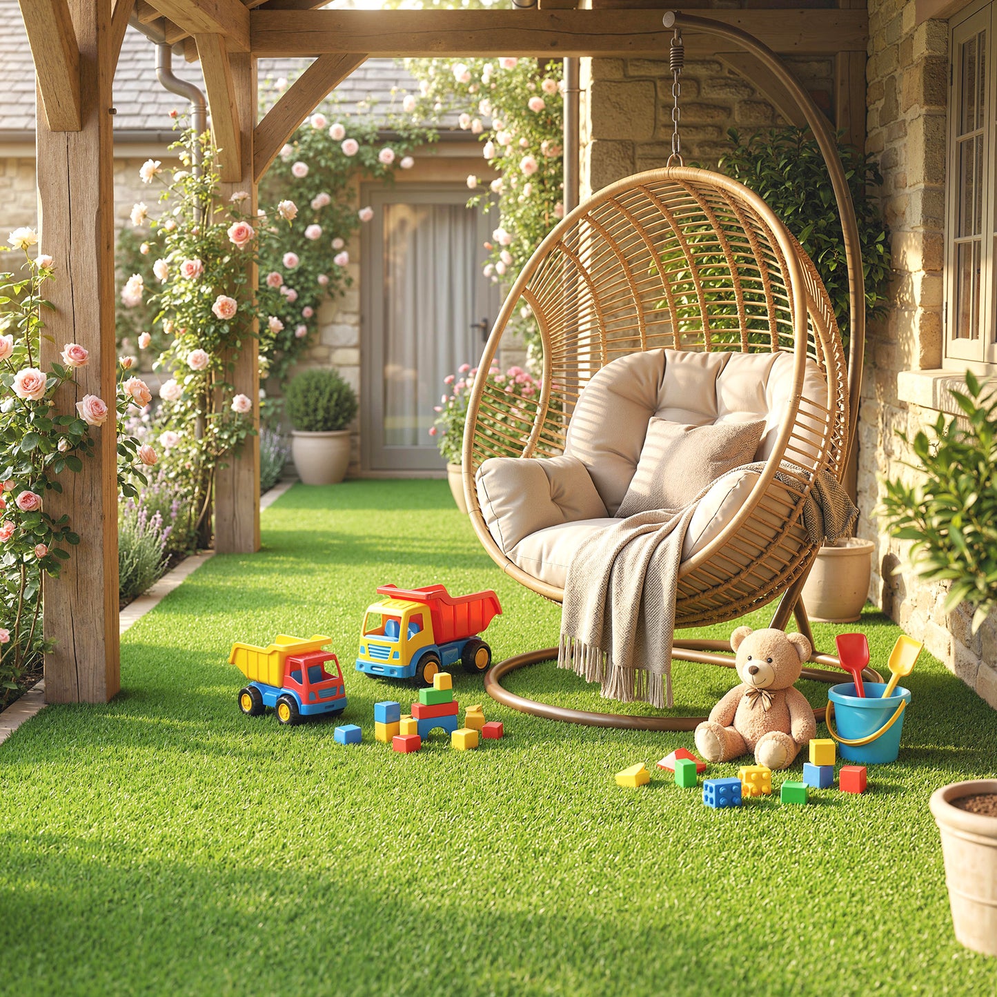 2pcs Artificial Grass Turf with Self-draining 1m x 4m Green