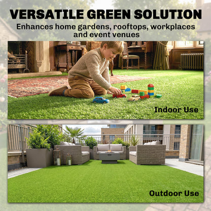 2pcs Artificial Grass Turf with Self-draining 1m x 4m Green