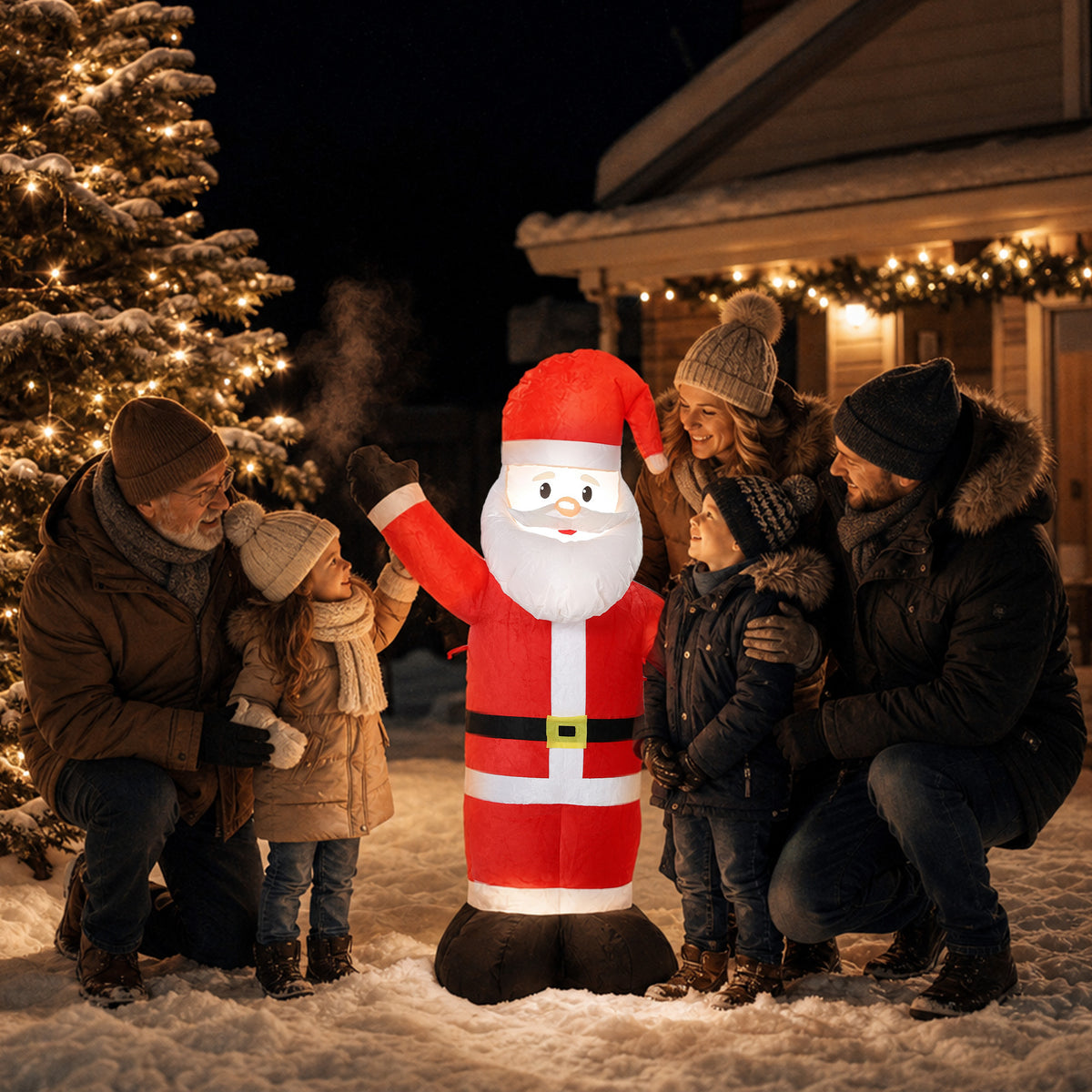 5ft Christmas Inflatable Velvet Look Santa Claus