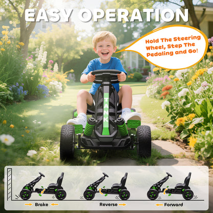 Pedal Go Kart with Automatic Clutch, for Ages 3-6 Years, Green