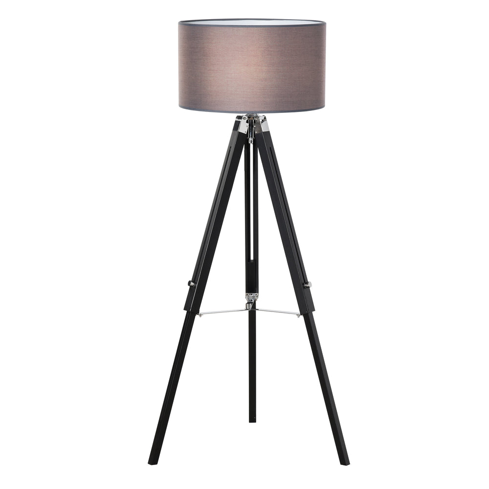 Modern Tripod Standing Lamps for Living Room with Fabric Lampshade, Floor Lamps for Bedroom, (Bulb not Included), Grey and Black