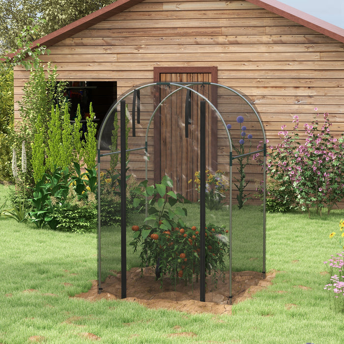 Galvanised Steel Fruit Cage, Plant Protection Tent with Zipped Door, 1.2 x 1.2 x 1.9m, Black