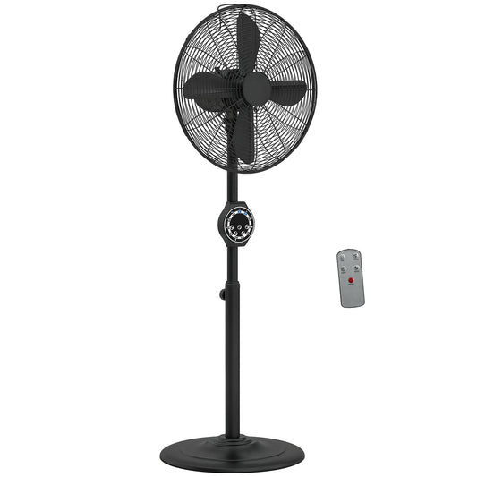 Metal Pedestal Fan with Oscillating, Adjustable Height, Timer