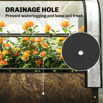 Metal Raised Planter with Flip-Up Greenhouse, Drainage Hole, Black