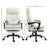 Vibration Massage Office Chair w/ Heat, Microfibre Computer Chair w/ Footrest, Lumbar Support Pillow, Armrest, Reclining Back, Cream White