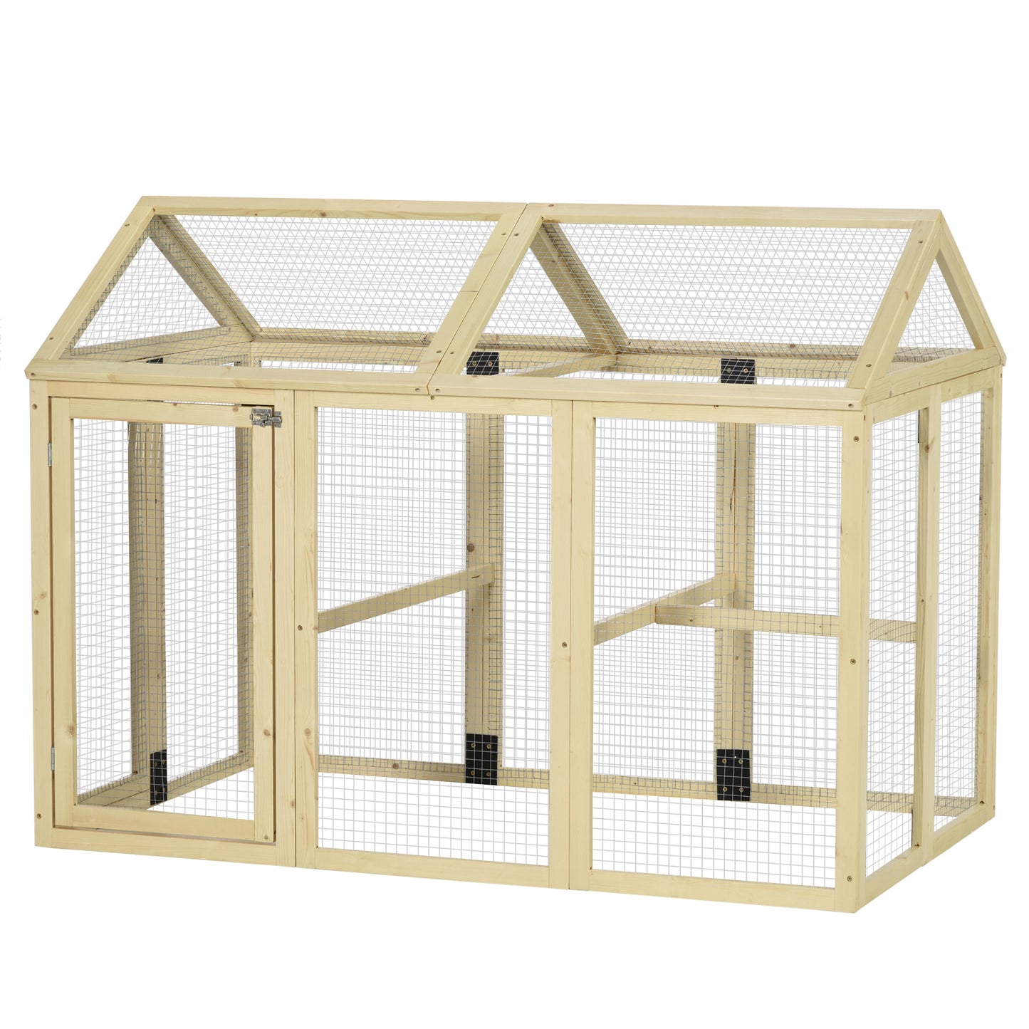 Chicken Run, Wooden Chicken Coop w/ Combinable Design-Natural Wood Finish