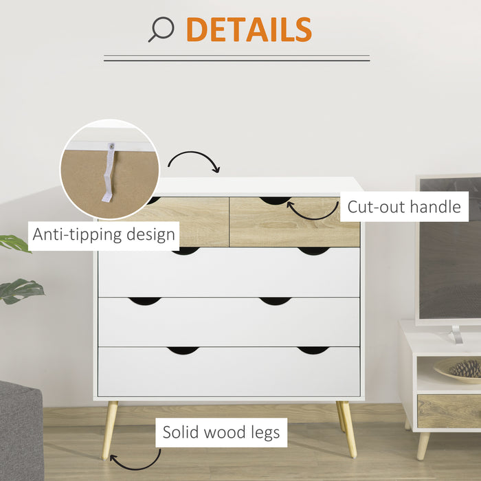 Chest of Drawers, 5 Drawer Dresser, Storage Organizer Side Cabinet for Bedroom, Living Room