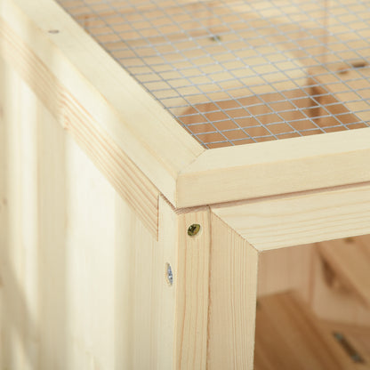 3 Tiers Wooden Hamster Cage Fir Wood Mouse Guinea Rodent Mice House Pet Play Small Animals 60L_40W_80H cm