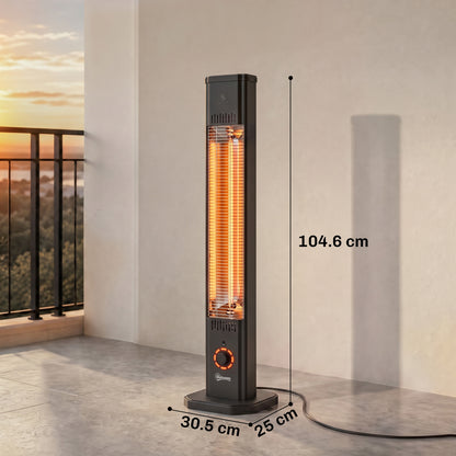 2000 W Electric Infrared Patio Heater with Cover, IP65, Black