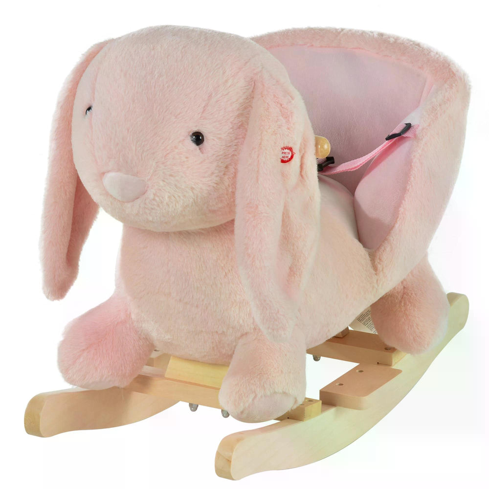 Toddlers Rabbit Plush Rocking Ride On w/ Sound Pink