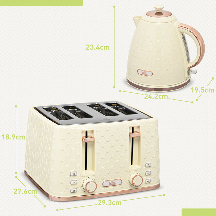 1.7L Kettle and Toaster Set with Defrost Reheat and Crumb Tray Beige