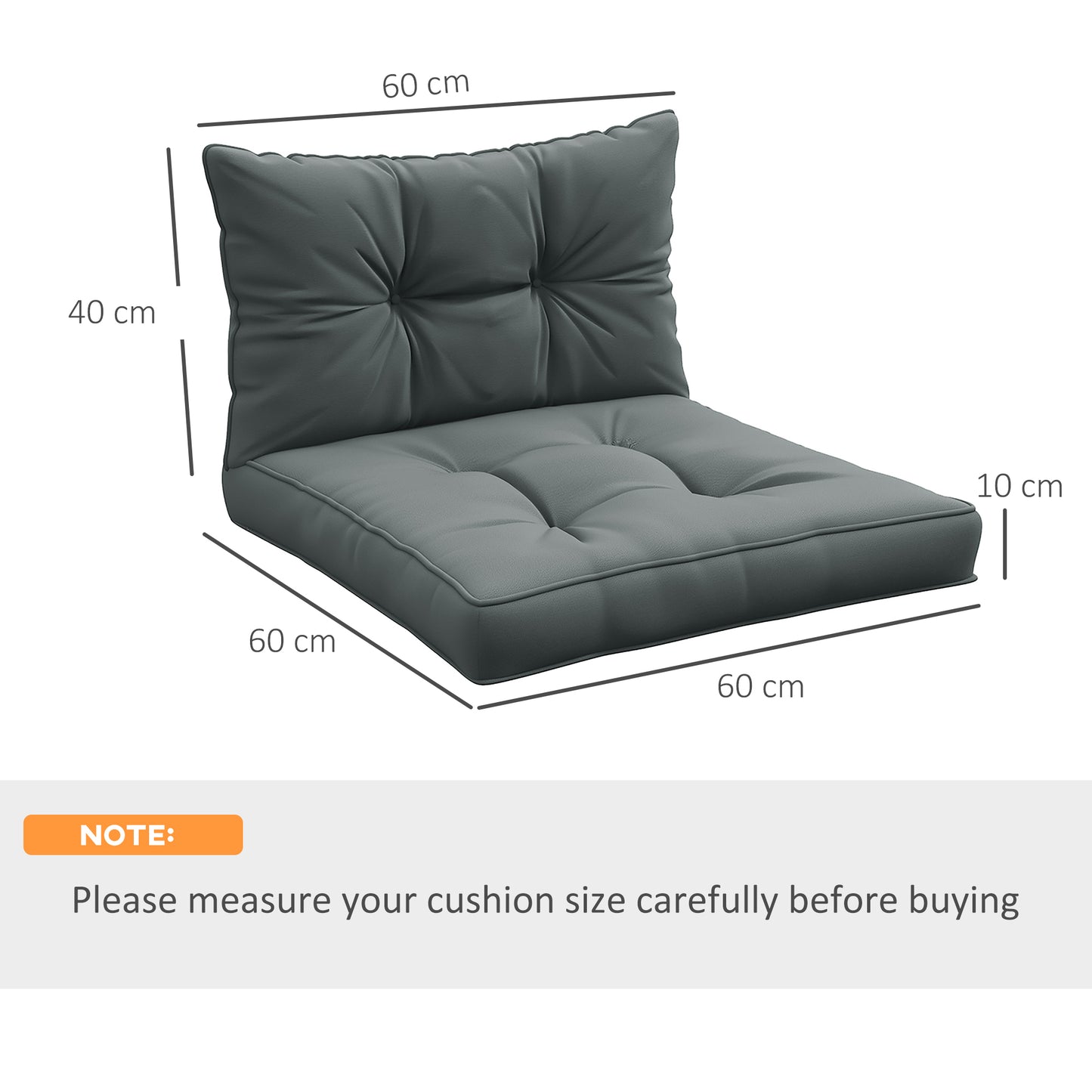 4-Piece Seat Cushions Back Pillows Replacement, Patio Chair Cushions Set for Indoor Outdoor, Grey