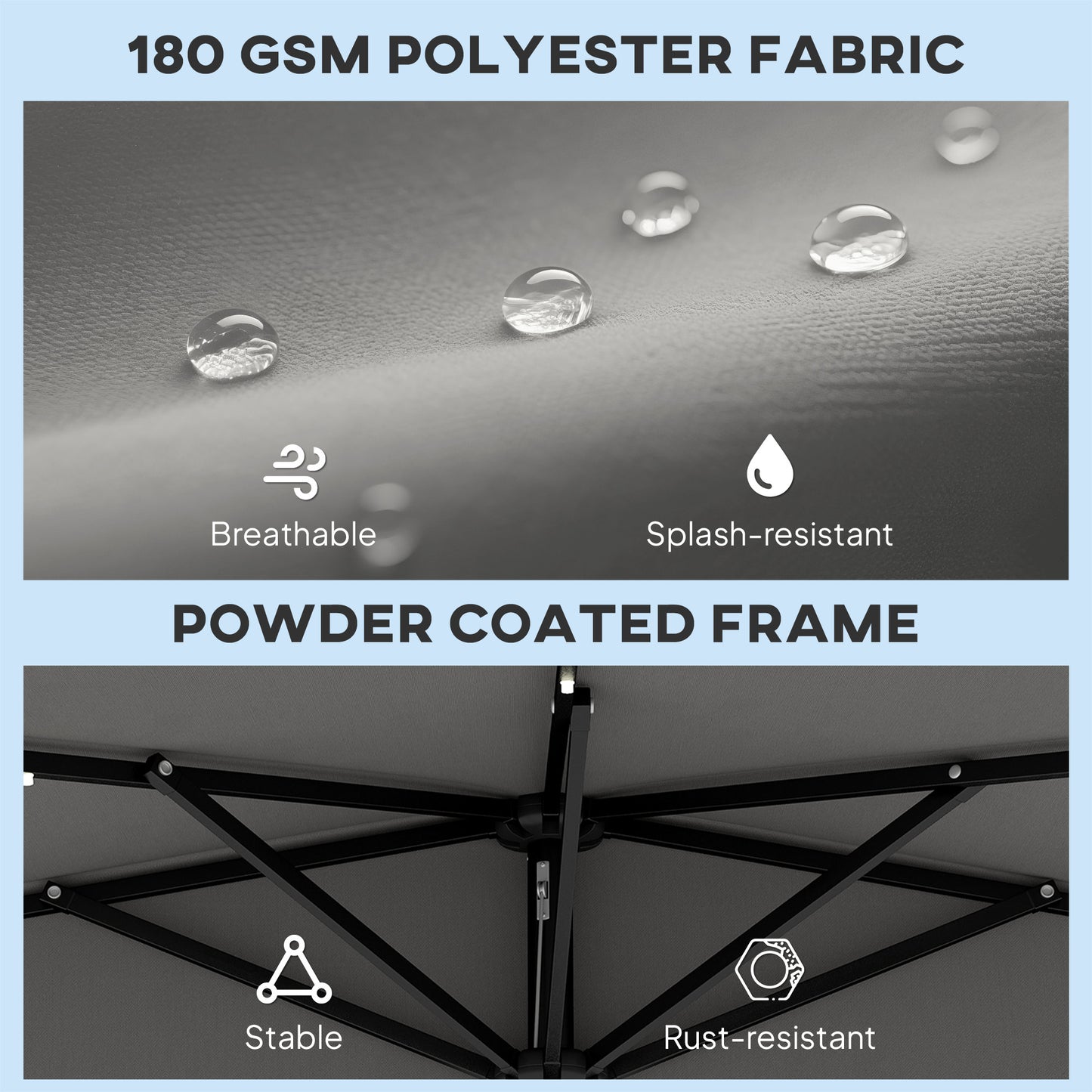 2.6 m Half Parasol with Solar Lights, UPF50+ Semi Round Umbrella