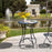 Outdoor Mosaic Round Garden Table, Patio Bistro Coffee Side Table with 60cm Ceramic Top for Garden, Blue and White