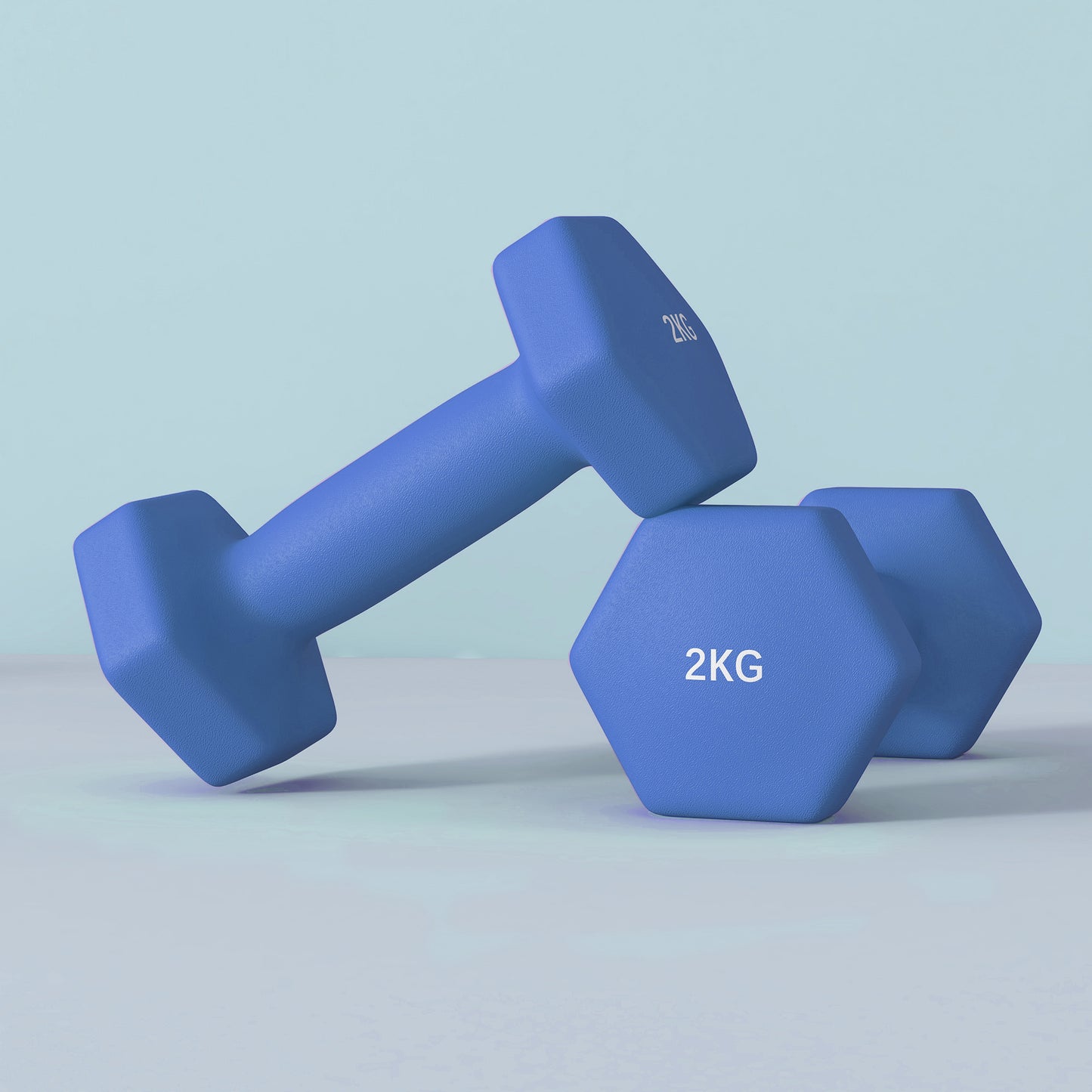 Set of 2 Hexagonal Dumbbells Weights Pair, 2 x 2kg, Blue