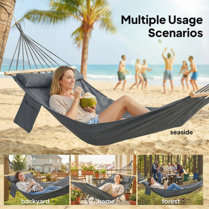 Cotton Hammock, Soft Portable Swing Chair w/ Headrest