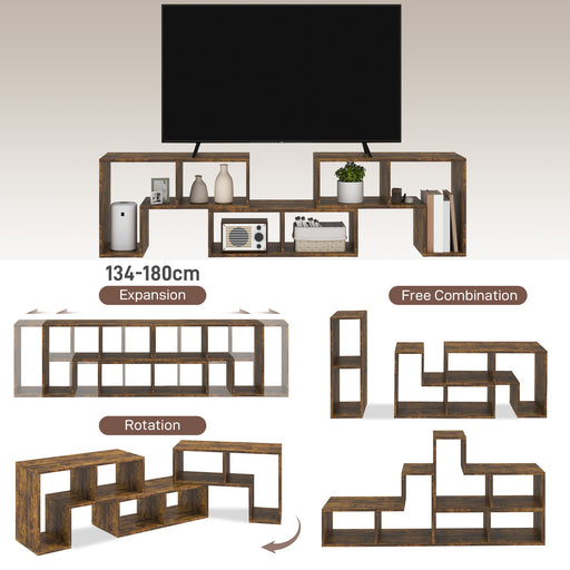 TV Unit for TVs up to 75 Inches, Free Combination TV Stand, Brown