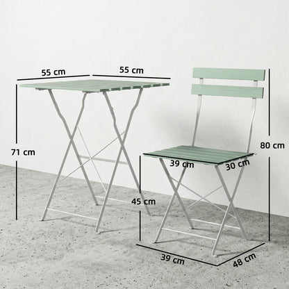 Outdoor Bistro Set Folding for 2 People White Green