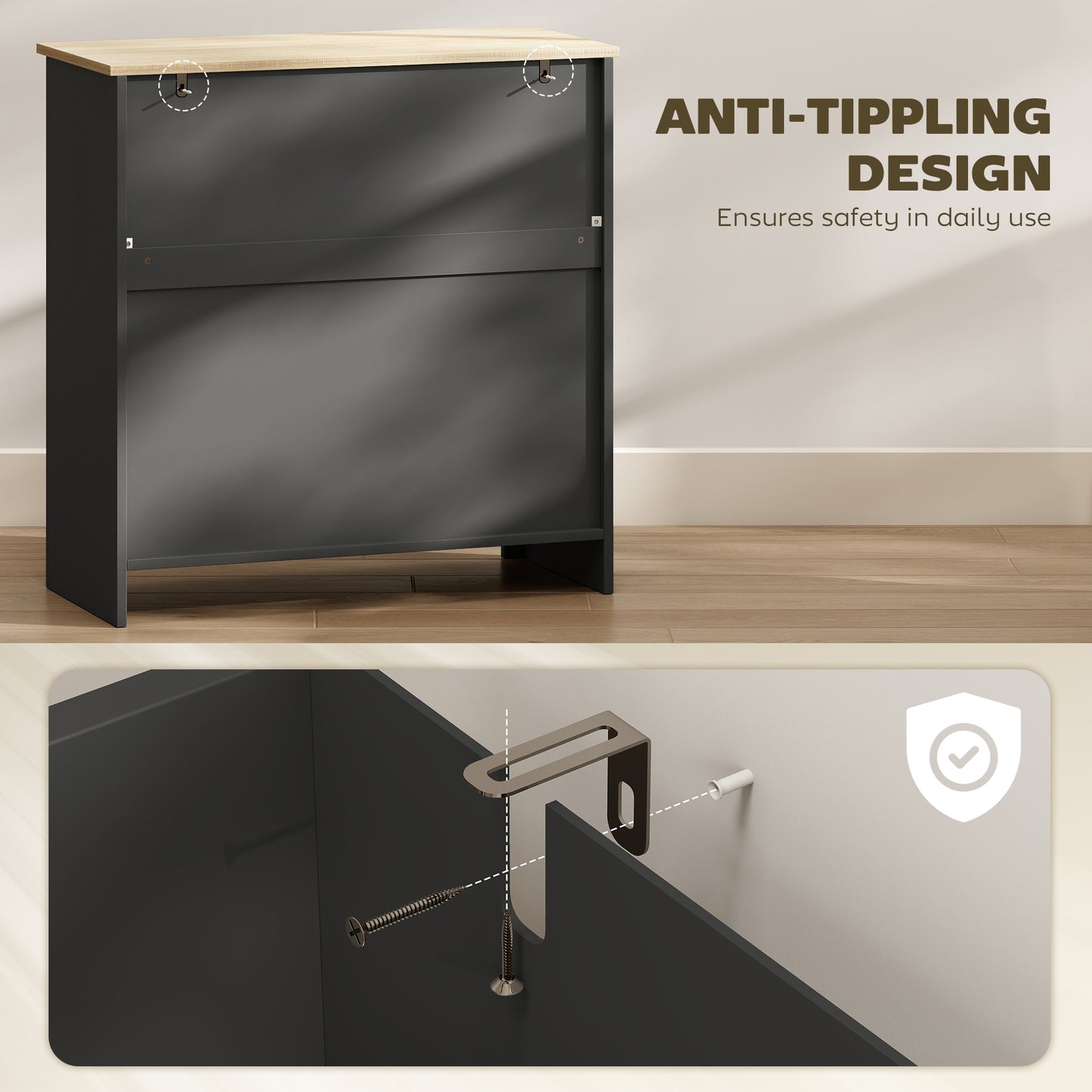 Sideboard, Kitchen Storage Cabinet w/ Adjustable Shelf, Drawer, Black