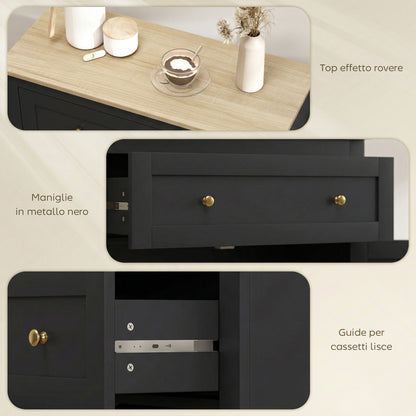 Sideboard, Kitchen Storage Cabinet w/ Adjustable Shelf, Drawer, Black