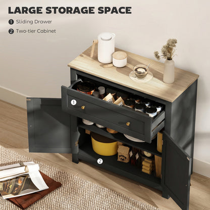 Sideboard, Kitchen Storage Cabinet w/ Adjustable Shelf, Drawer, Black