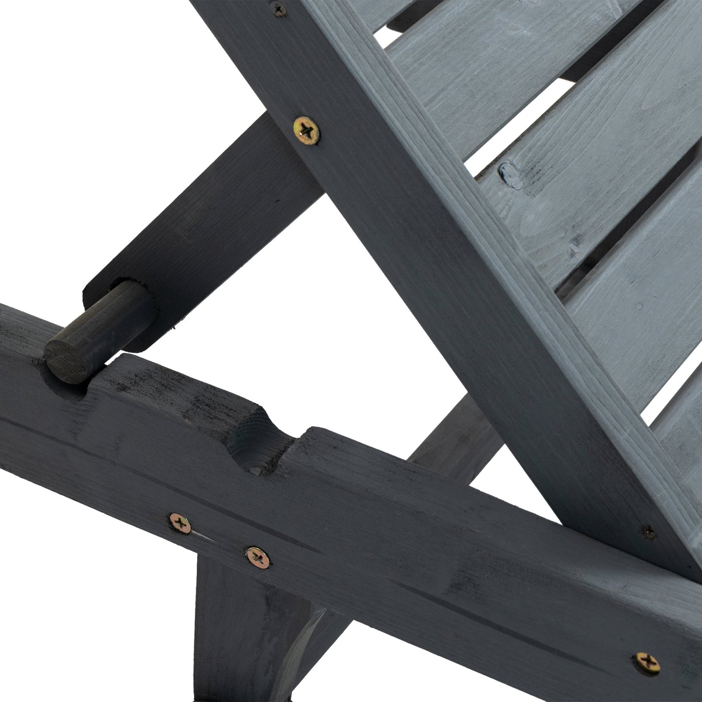 Wooden Sun Lounger Outdoor Patio Sun Bed w/ Pull-out Table Grey