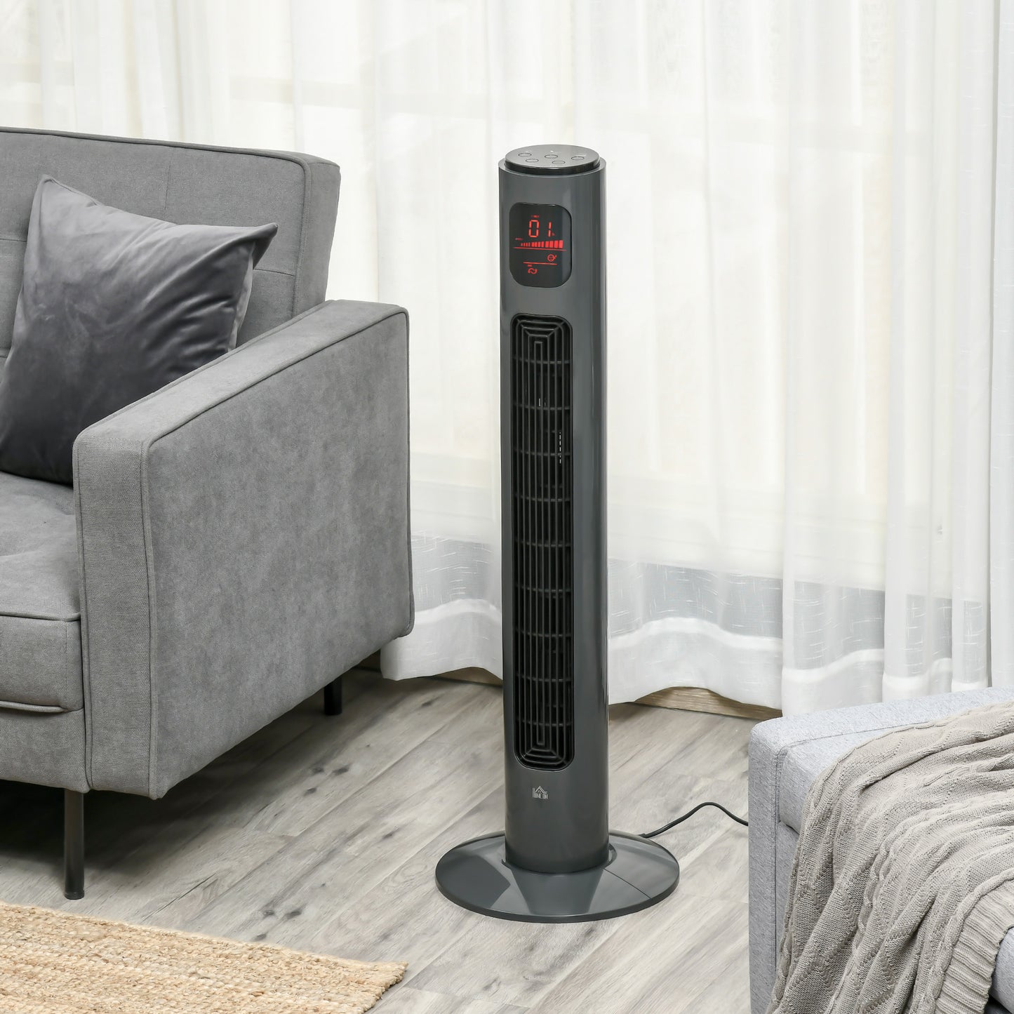 38 Inch Tower Fan with 70° Oscillation 3 Speed and 3 Mode Indoor Grey