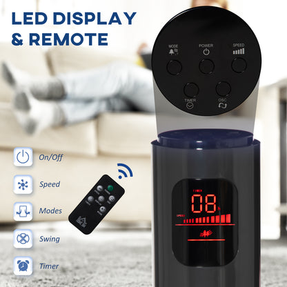 38 Inch Tower Fan with 70° Oscillation 3 Speed and 3 Mode Indoor Grey