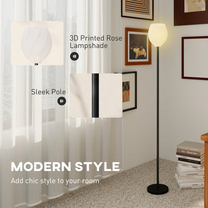 3D Printed Standing Lamp with Rose Shade, 3 Colour Temperature, White