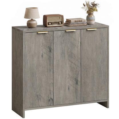 Sideboard with 3 Doors and Adjustable Shelves, Kitchen Cupboard, Grey