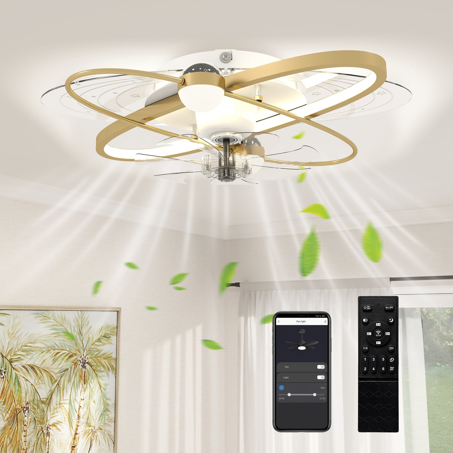 Ceiling Fan with Light and Remote & App Control LED Ceiling Fan Light