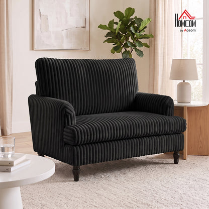 Corduroy Single Sofa Armchair with Stripes, Black