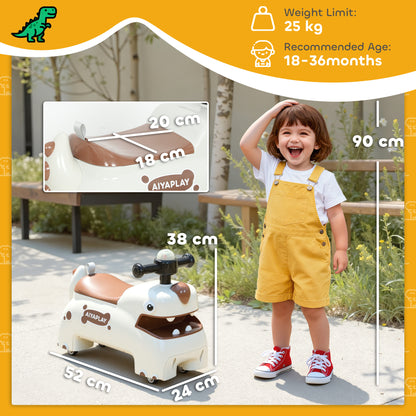 Kids Ride On Car, Dinosaur Shape Toddler Walker, Cream