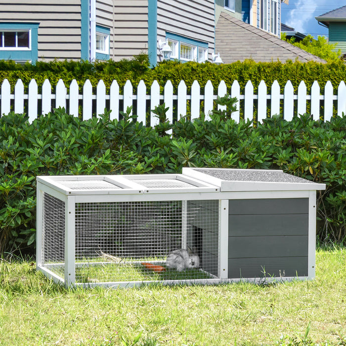 Indoor Outdoor Wooden Rabbit Hutch Small Animal Cage Pet Run Cover, with UV-resistant Asphalt roof and Water-repellent Paint