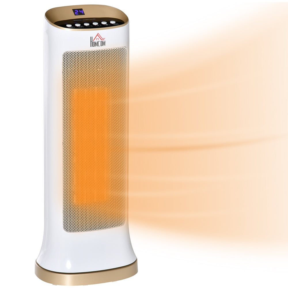 Ceramic Tower Heater 45√Ç¬∞ Oscillating Space Heater w/ Remote Control 8hr Timer Tip-Over Overheat Protection 1000W/2000W-White