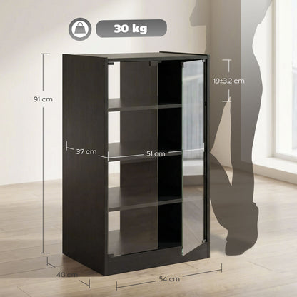 4-Tier Hi-Fi Stand with Adjustable Shelves, Black Wood-Effect
