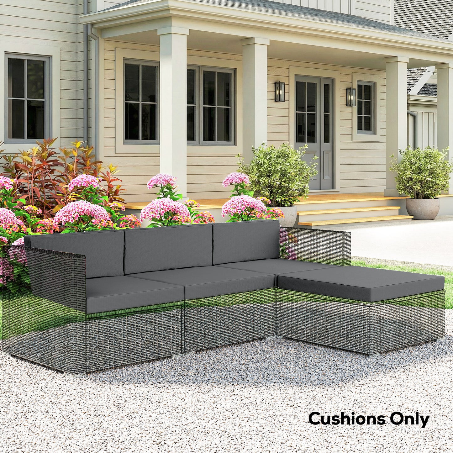 7-Piece Patio Furniture Cushions Water-Repellent 60x60cm, Dark Grey