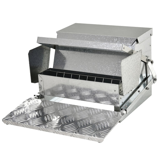 11.5kg Capacity Automatic Chicken Poultry Feeder with a Galvanized Steel and Aluminium Build, Weatherproof Design