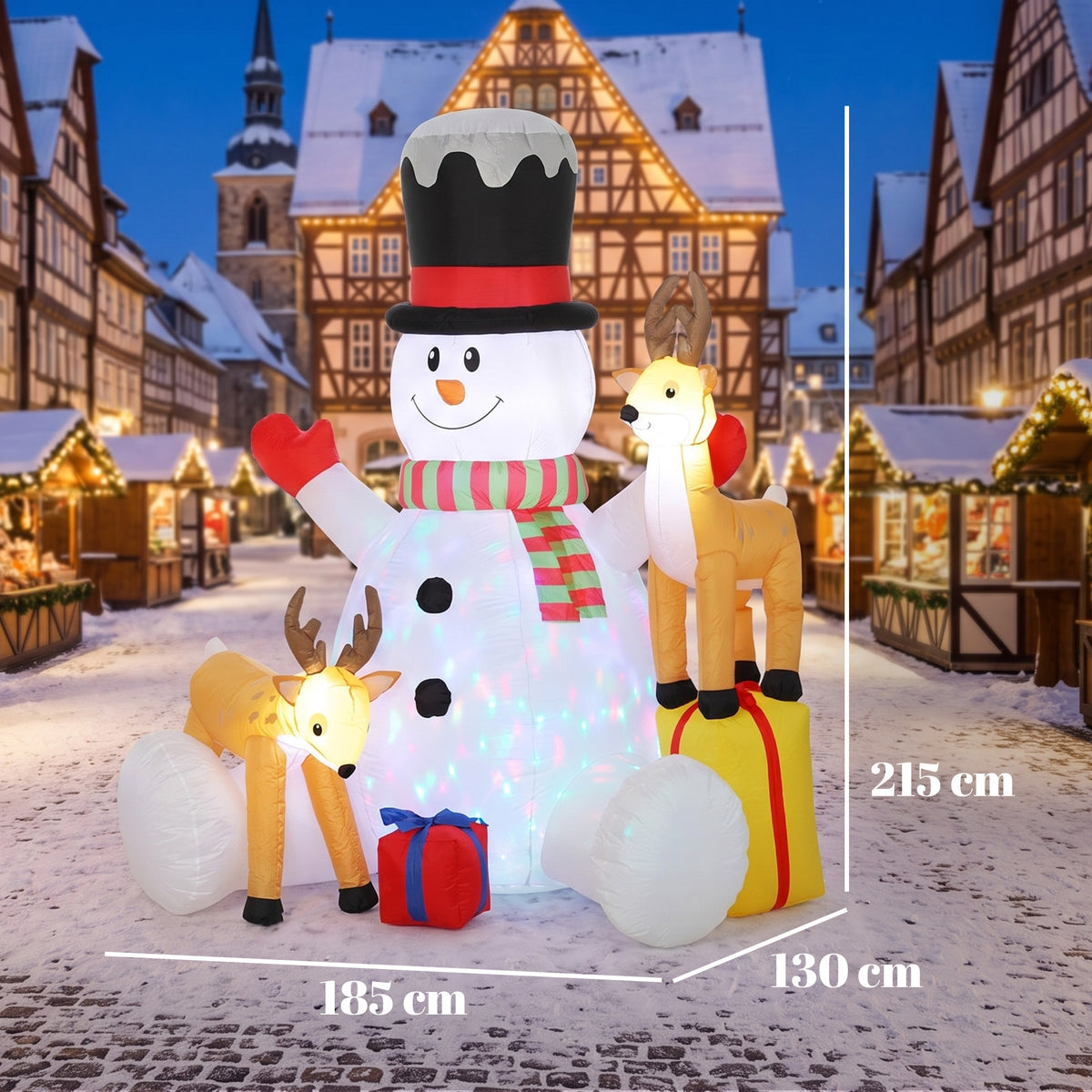 7ft Giant Christmas Inflatable Snowman with 2 Reindeer