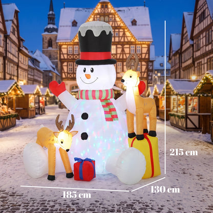 7ft Giant Christmas Inflatable Snowman with 2 Reindeer