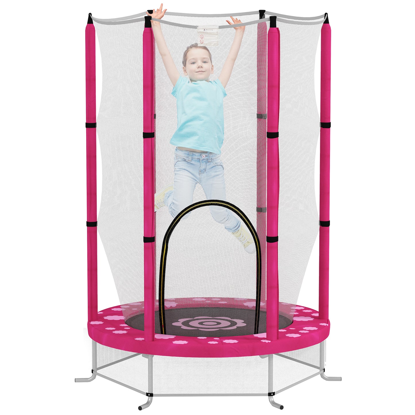 4.6FT Kids Trampoline with Safety Enclosure Net - Pink