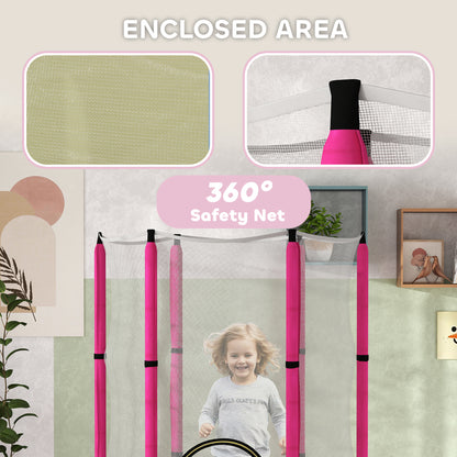 4.6FT Kids Trampoline with Safety Enclosure Net - Pink