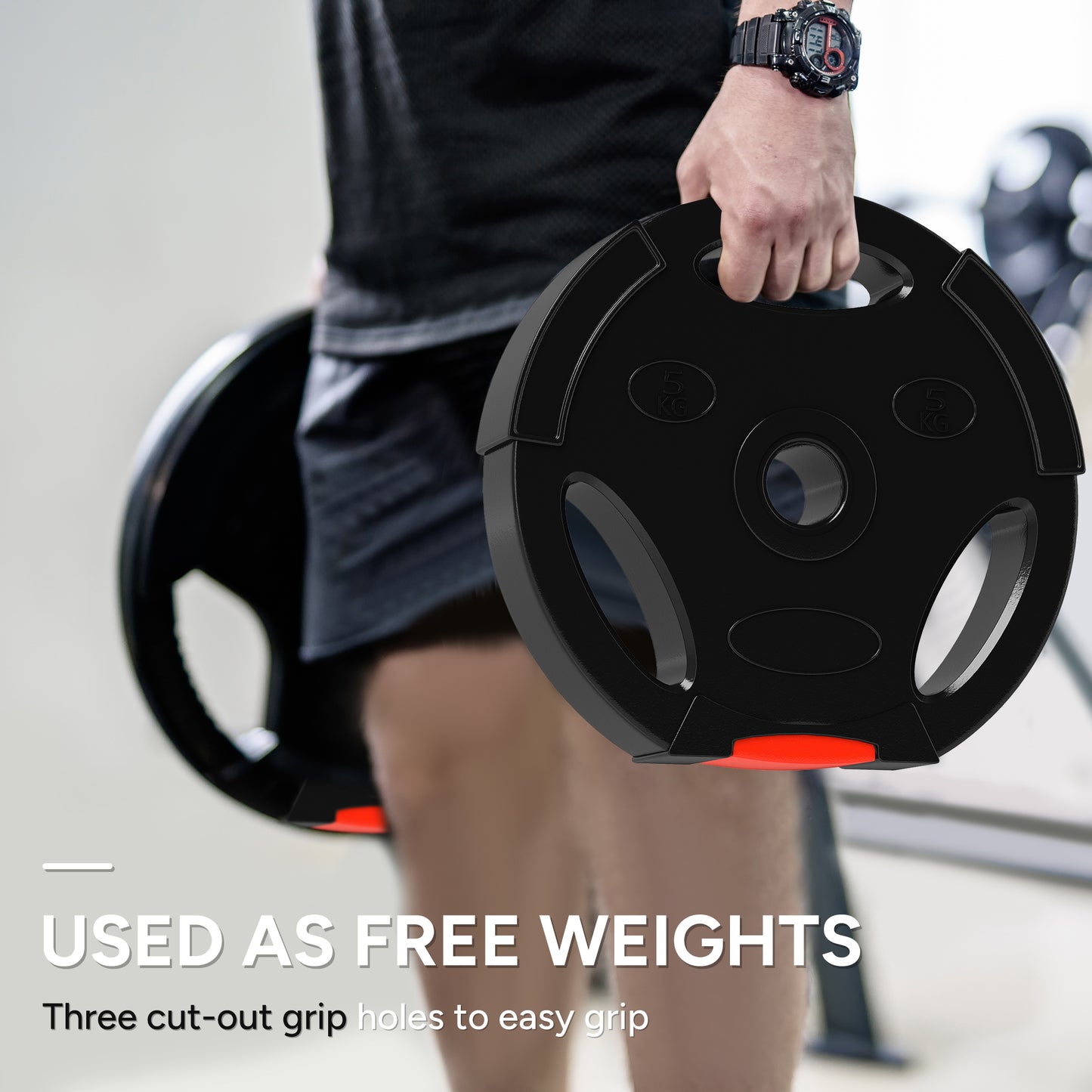 Olympic Weight Plates Set for Home Gym, 2 x 10kg, 2 x 5kg, Black